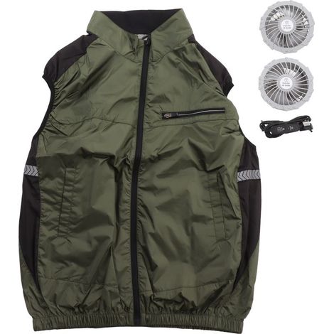 Vêtements climatisés résistant aux UV, respirant, respectueux de la peau, gilet de refroidissement portable pour la randonnée et le travail, XL OD vert