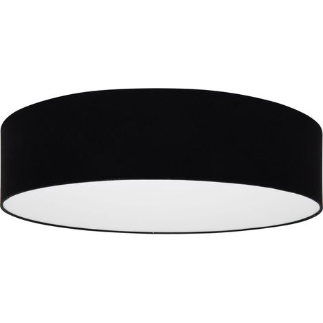 Lampada da soffitto nera 50cm TONDO paralume in tessuto plexiglass E27 (1/5)