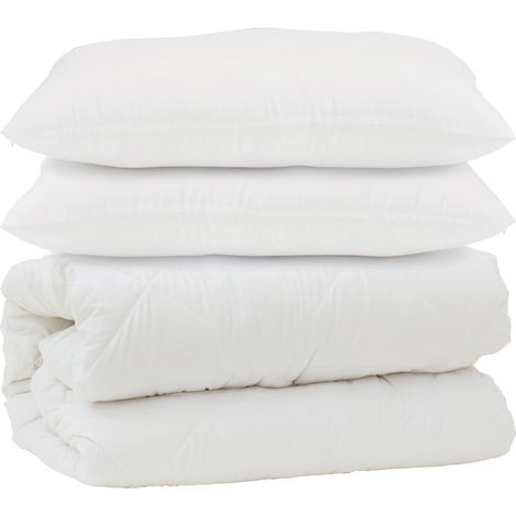 Couette avec oreiller 3 pcs Blanc Microfibre (1/5)