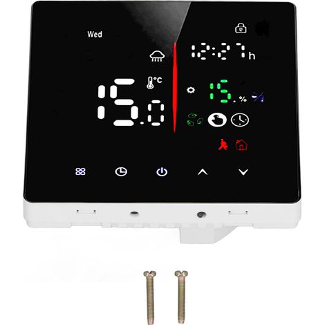 Thermostat à écran tactile avec fonction de liaison, montage mural, régulateur de température pour chauffage au sol à eau, 90-240 V CA, 3 A (1/5)