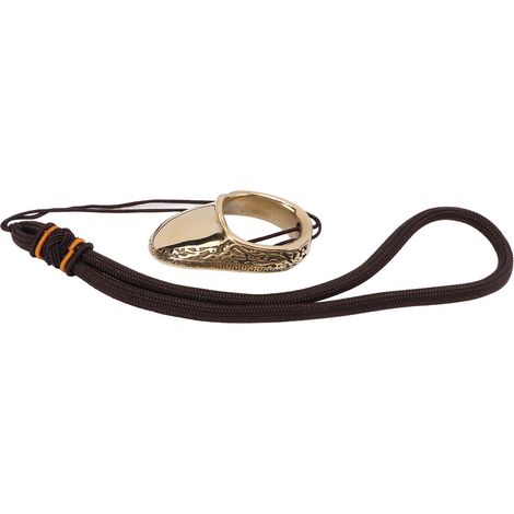 Anneaux de pouce pour tir à l'arc, protection optimale, motif gravé, protège-doigt en laiton avec cordon anti-perte, idéal pour la chasse en extérieur (19 mm). (1/5)