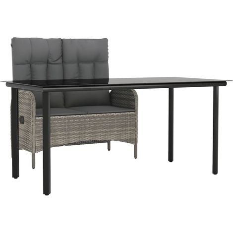 Maison Exclusive - Set da Pranzo da Giardino 2 pz con Cuscini in Polyrattan Grigio
