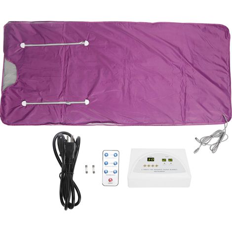 Couverture Sauna Infrarouge Portative, Désintoxication Corps Chauffante avec Télécommande, Lit Thermique 110V Prise US (1/5)