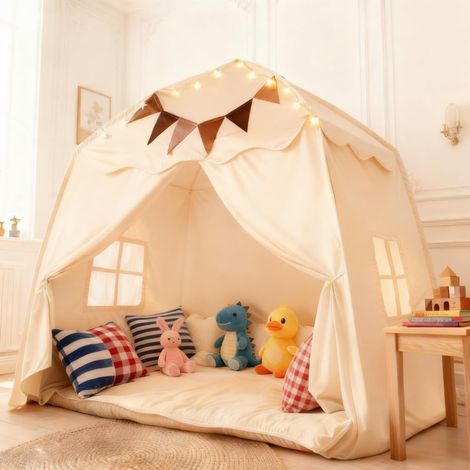 Tente d'intérieur pour enfant avec étoiles et drapeaux colorés - Grande tente pour chambre d'enfant - Pour l'intérieur et l'extérieur - Maison de jeu, pour garçons et filles, coin (1/5)