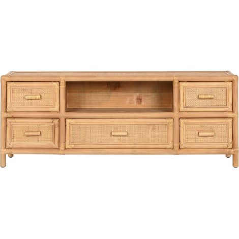 Mueble Tv Abeto Ratan 120X30X45 5 Cajones Natural (1/5)