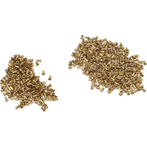 500 rivets creux en cuivre, 65 surfaces lisses, installation facile, pour vêtements et loisirs créatifs (2,3 x 4,5 x 3,8 mm). (1/5)