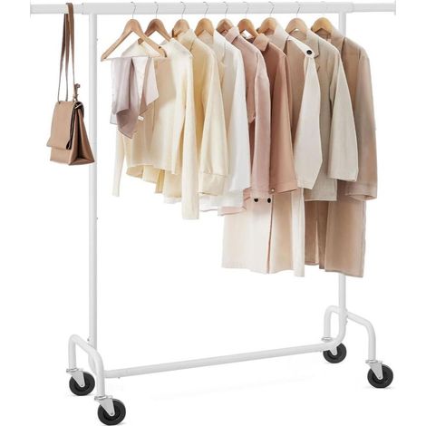 Professional rolling clothes rack - adjustable metal stand with wheels, load capacity 130kg, extendable 110-150cm, easy assembly, versatile for daily use - spazioluzio - Unidad (1/5)