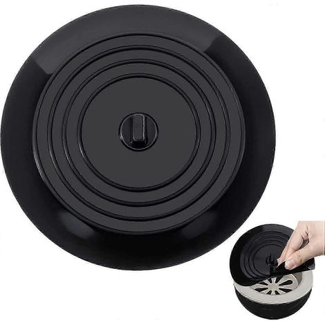 Bouchon de baignoire en silicone LEBQ de 15 cm (6 pouces) pour cuisine, salle de bain et buanderie (noir) (1/5)