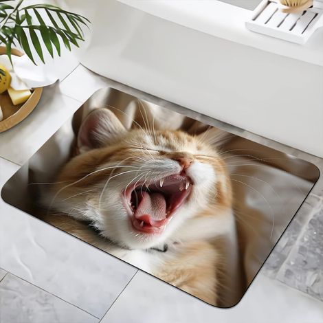 Tapis de bain antidérapant 40 x 60 cm - Lavable - Séchage rapide - Pour douche, baignoire, décoration WC - Chatons 5 (1/5)