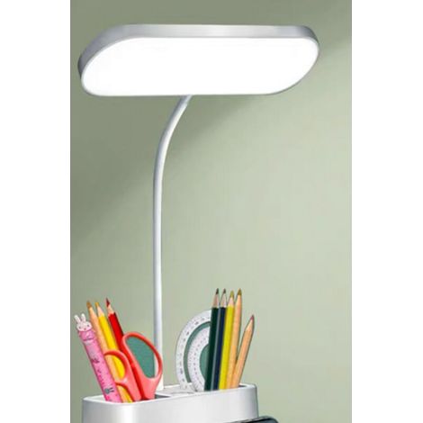 royaluxe -Petites lampes de bureau pour le bureau à domicile, lampe de bureau blanche pour enfants, lampes d'étude LED de bureau/ordinat pour chambres, rechargeables, fonctionnant sur piles, porte-sty (1/5)