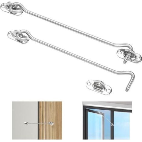 Set di 2 ganci per porta, gancio antitempesta in acciaio inossidabile, gancio di chiusura per porta, chiavistello per porta esterna, serratura per porta (1/4)