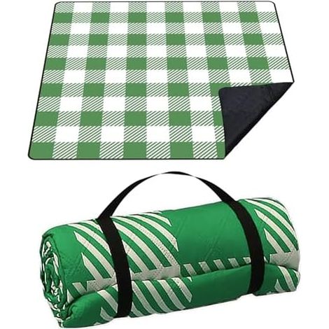 Picknickdecken 200x200 cm ,extra große Picknickdecke, Machine washable Camping Decke, Picknick decke Wasserdicht, Decke Outdoor, Faltbar Strandmatte mitSchultergurt,ideal für Strand Park79’’x79’ ’Grün