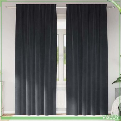 4107231 Rideaux occultants 2 pcs Gris foncé 140 x 245 cm Velours (1/5)