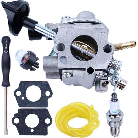 Chainsaw Carburetor 7pcs Kit for Stihl BR500 BR550 BR600 Backpack Leaf Blower with Hexagon Screwdrive, Fuel Hose, Primer Bulb, Carb Gasket, Spark plug Replace OEM For 42821200606, 42821200608 Parts (1/5)