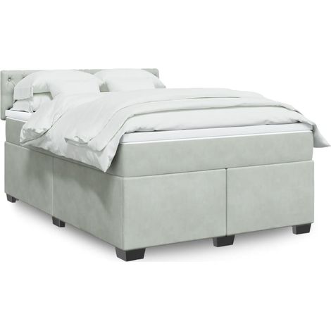 Boxspringbett mit Matratze Hellgrau 140x200 cm Samt