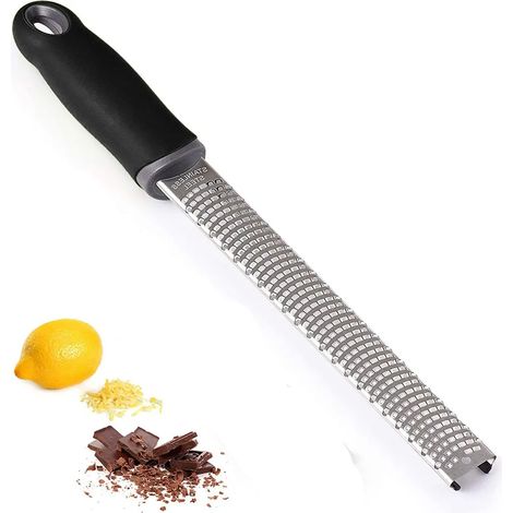 Rallador de Citricos, Rallador Plano - Rallador de Queso, Rallador de Parmesano, Rallador de Limón - Rallador de Cocina de Acero Inoxidable con Cubierta de Protección y Mango de Silicona  Negro (1/5)
