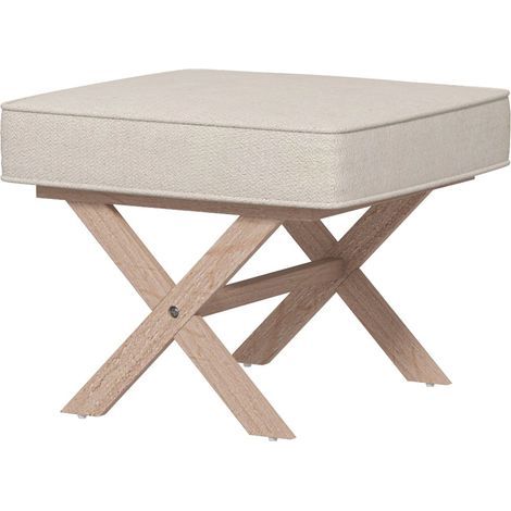 Salon Pouf/tabouret rectangulaire en tissu, assise rembourrée - Beige (1/5)