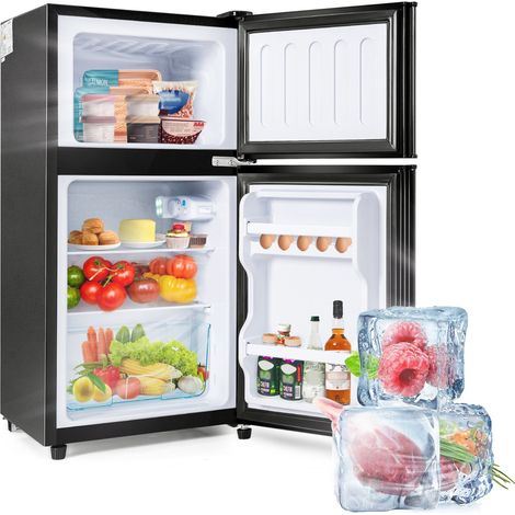 Eifson – Réfrigérateur noir 2 portes 60L – Congélateur 22L – Efficacité énergétique E – Éclairage LED – 86,8x45,5x42 cm – Silencieux 45 dB