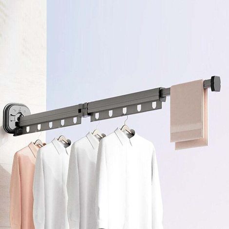 Séchoir à linge mural, gain de place, séchoir rétractable, séchoir à linge pliable en métal - 126cm (1/4)