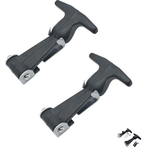 2 pcs 2 Pcs Stainless Steel Rubber Hood Flap T-Handle Set Hood Latches T-Handle with Closure, for Hood with Engine Mounts (1) (1/5)