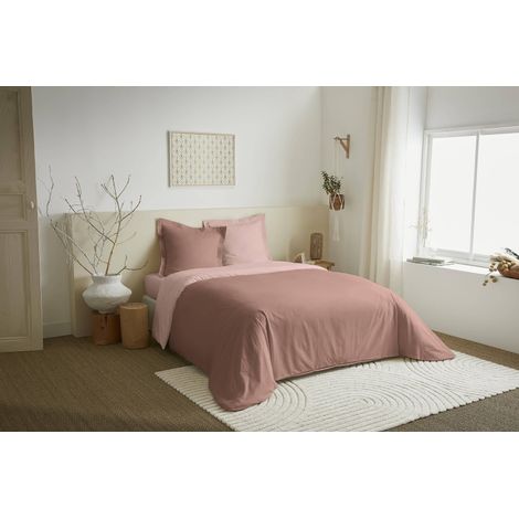 Parure de couette 3 Pièces réversible "Duo Premium" 260 x 240 cm King Size Vieux Rose/Rose Dragée - - (1/2)