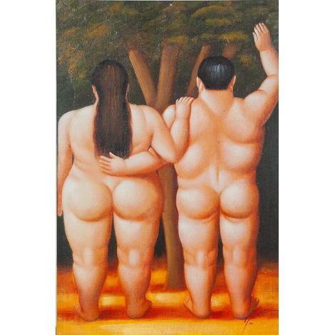 Peinture à l'huile sur toile realisé manuallement ADAMO EVA BOTERO