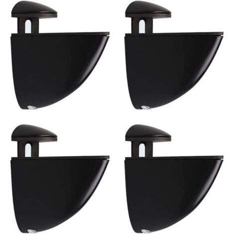 Pair Support D'étagère en Verre Réglable,4 Pièces Support Etagere Verre, Pince Verre Réglables en Alliage de Zinc pour Étagère en Bois/Verre de 2 à 23 mm Épaisseur (Noir) (1/4)