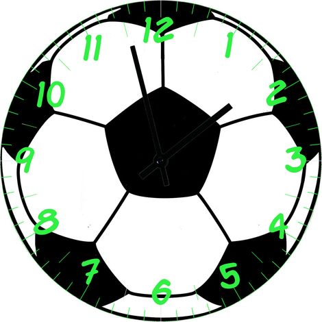 Horloge en verre ballon de football 29 cm (1/2)