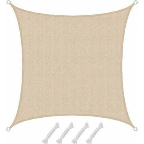 UV-Sonnensegel 2x2 m, quadratisch, HDPE-Gewebe, Sonnenschutz, Gartengewebe, Beige