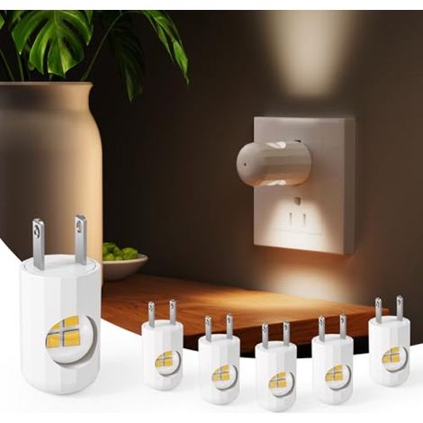 Irovami Lot de 6 veilleuses LED à brancher, blanc doux 3000K, détecteur crépusculaire, éclairage mural d'ambiance pour chambre, salle de bain, chambre d'enfant, couloir (1/5)