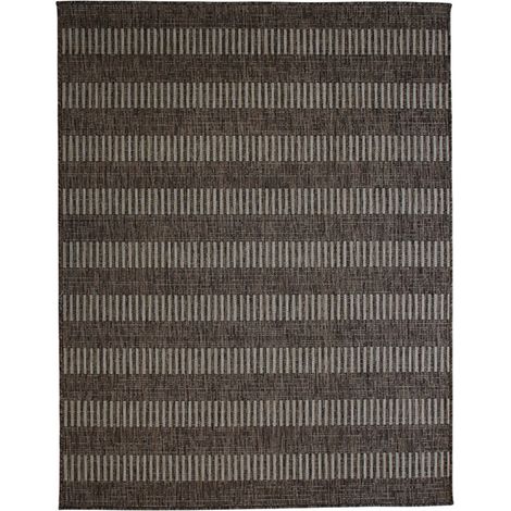 TERRAIN LIGNES - Tapis intérieur-extérieur aspect jute motif lignes beige 133x170 (1/5)