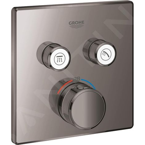 Mitigeur thermostatique encastré 2 soupapes – Finition Hard Graphite – Système QuickFix – Sécurité GROHE SafeStop à 38°C - 29124A00 (1/5)