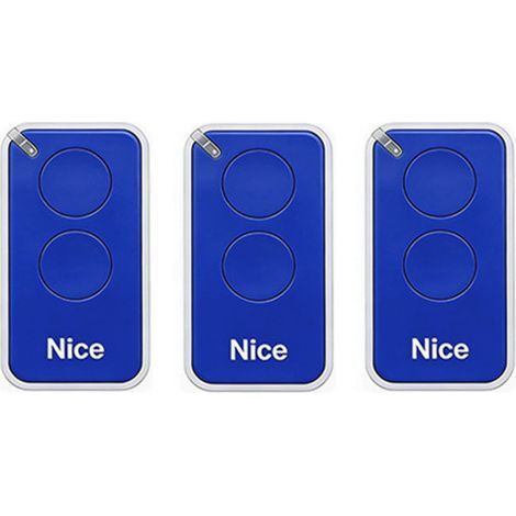 Lot de 3 télécommandes pour Nice INTI2B 433.92MHz, 2 canal, pour systèmes d'automatisation de portails et de garages, bleu