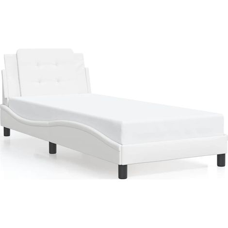 Maison Exclusive - Cadre de lit sans matelas Zadar blanc 90x190 cm similicuir (1/5)