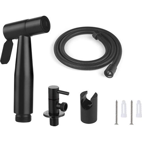 Pulvérisateur de bidet, robinet de bidet, pulvérisateur noir à fixation murale, acier inoxydable noir mat pour bidet de toilettes, robinet de douche,127.5cm (1/5)