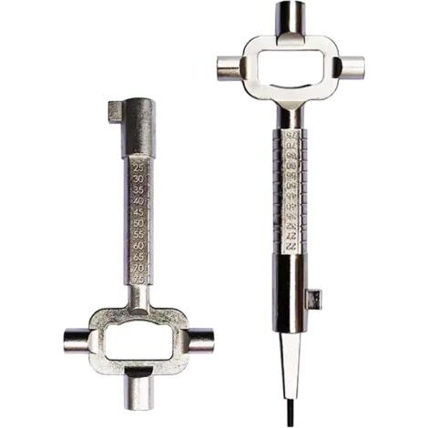 Lot de 2 clés d'armoires électriques - Clé de construction - Clé d'architecte - Outil d'ouverture de porte - Clé de construction universelle - Clé de construction multifonction (1/4)