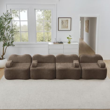Divano modulare in velluto marrone OKMYHOME (1/5)