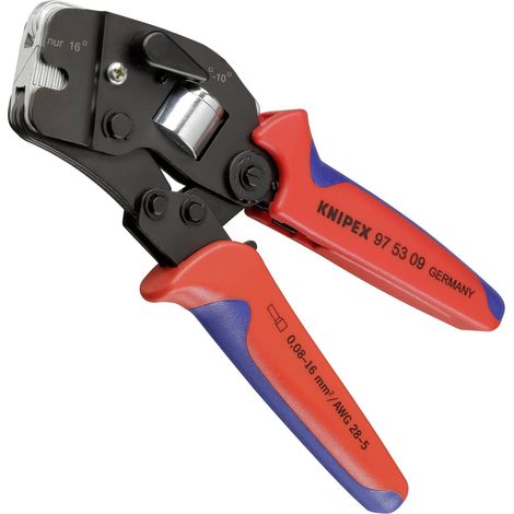 KNIPEX 97 53 09 Pinza per terminali a bussola, con regolazione automatica per crimpaggio frontale con manici multicomponente brunita 190 mm