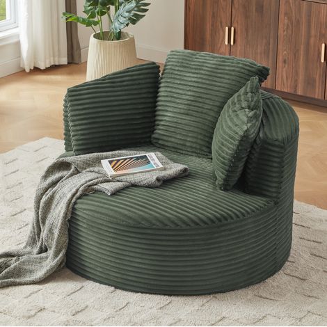Cord Sessel grün mit Schaumstoff 35x35x123 cm OKMYHOME (1/5)