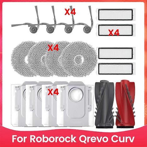 Filtre pour aspirateur brosse pour aspirateur Filtre de brosse pour aspirateur filtre de Qrevo Curv Robot Aspirateur pièce détachée Main Side Brosse HEPA Filtres Serpillière Cloth Dust B (1/5)
