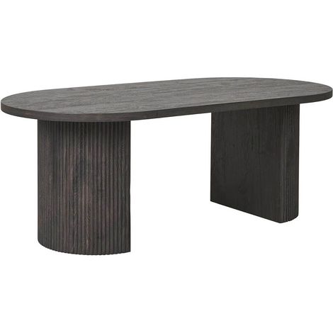 ANKARA - Table basse Ovale Pieds Relief MDF Effet bois foncé (1/5)