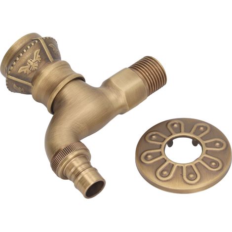 Robinet de lavabo en laiton antique, robinet d'eau chaude et froide, décoration pour la salle de bain. (1/5)