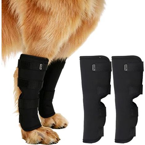 Stecca per zampa di cane, bende compressive per zampe di cane per la guarigione delle ferite, tutore per ginocchio per cani per la riabilitazione e il supporto articolare (nero) (XL) (1/5)