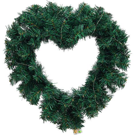 Christmas Garland Heart shaped Door Hanging Window Wreath with LED Light (1/5)