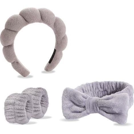 Beauty-Spa-Stirnbänder, 4er-Pack, für Gesichtsreinigung, Hautpflege, Make-up, Handgelenksreinigung, Yoga, Sport, Duschen, für Frauen und Mädchen, Blau (1/5)