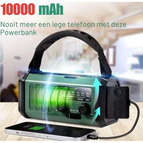 Radio di emergenza 2025 Radio a manovella FM/AM con pannello solare, alimentata a energia solare, power bank da 10.000 mAh, torcia ricaricabile per campeggio, sopravvivenza e (1/4)