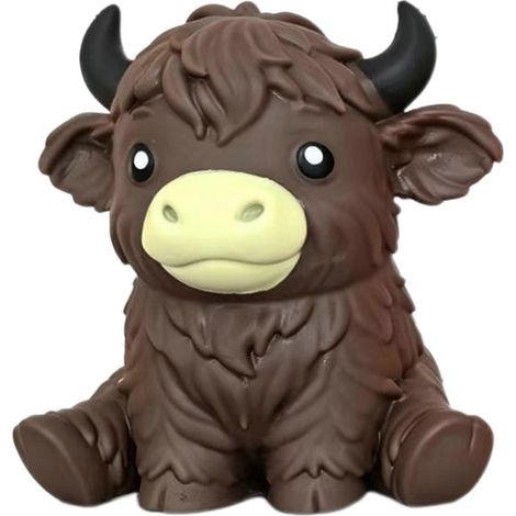 BrunJouet anti-stress vache des Highlands, figurines de vaches géantes à presser, balle anti-stress moelleuse remplie de farine, décoration de bureau ultra-douce et texturée (1/5)