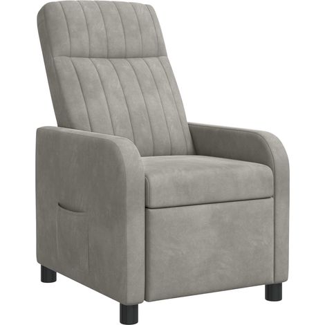 Recliner Light Grey Velvet vidaXL