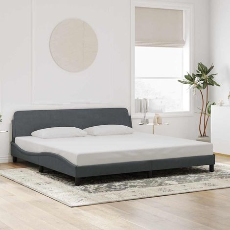 Bettgestell "Dover" Dunkelgrau 200x200 cm Samt (1/5)