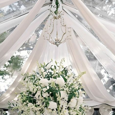 Tissu de Drapage pour Arche de Mariage, 1 Panneau de 29,5 Pouces X 19,6 Pieds, Rideau en Mousseline Transparente Blanche pour (1/5)
